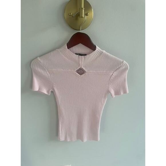 Maje baby pink silver flower logo top - Picture 2 of 5